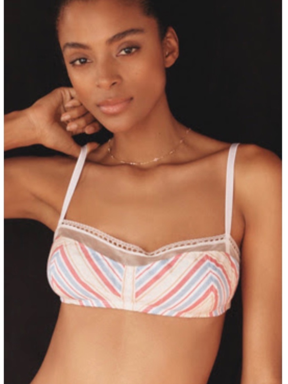 By Anthropologie Lace Trim Cotton Shelf Bralette